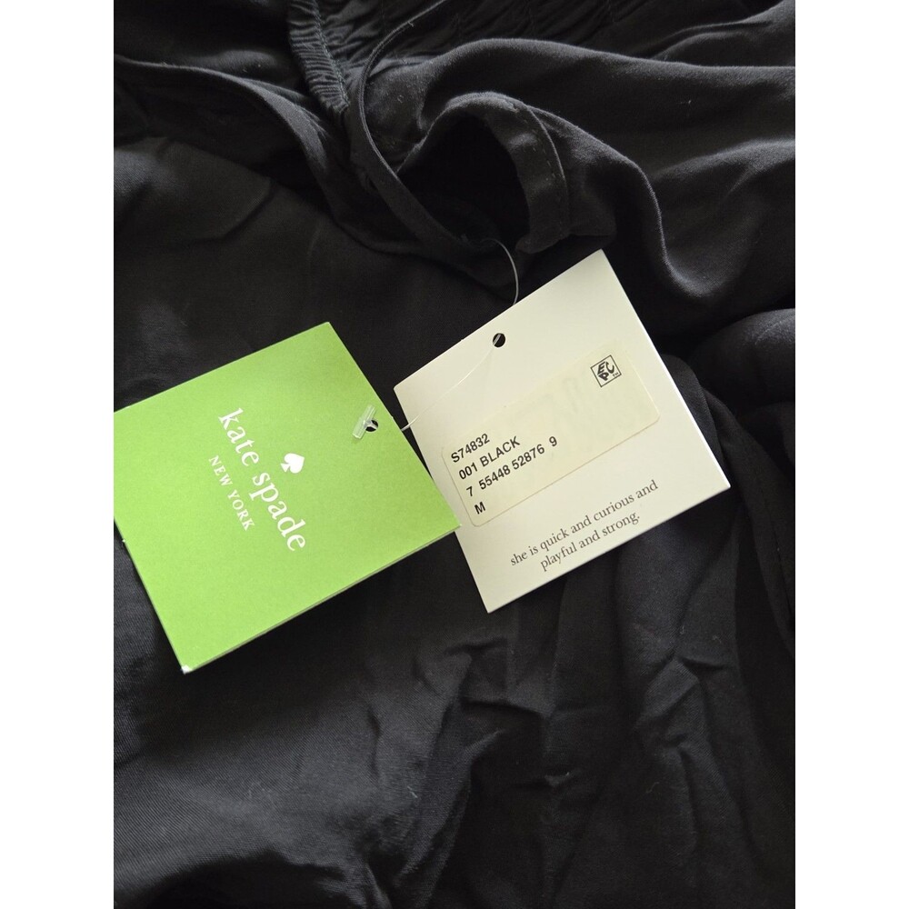 Kate Spade Black Romper | Tie Strap | Smocked Back | Size M | Pockets | NWT - Picture 8 of 11
